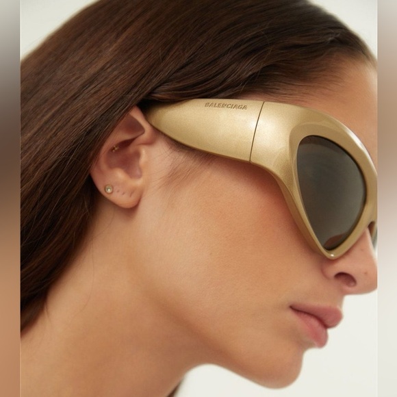 NEW BALENCIAGA CAT EYE SUNGLASSES BALENCIAGA BB0228S 004 GOLD BROWN EYEWEAR - Picture 3 of 4